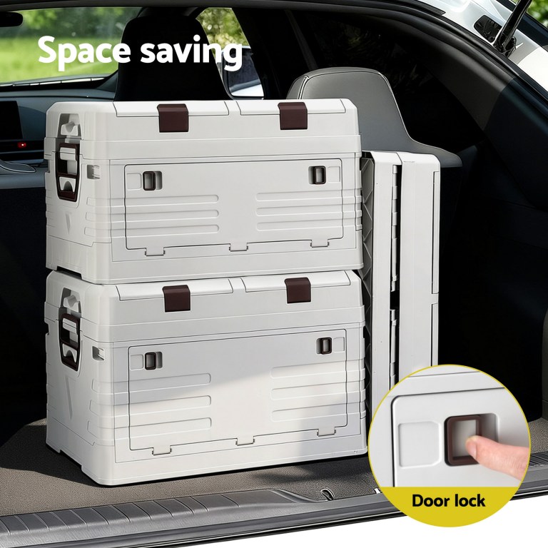 gardeon 80l outdoor storage box foldable camping collapsible bins organizer Stackable foldable storage boxes in car boot