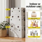 gardeon 80l outdoor storage box foldable camping collapsible bins organizer Stacked plastic storage boxes in multiple sizes indoors