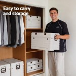 gardeon 80l outdoor storage box foldable camping collapsible bins organizer Man holding portable storage box in wardrobe