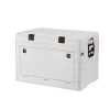 Light grey plastic storage box with latches