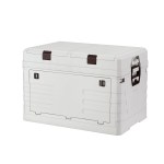 gardeon 80l outdoor storage box foldable camping collapsible bins organizer Light grey plastic storage box with latches