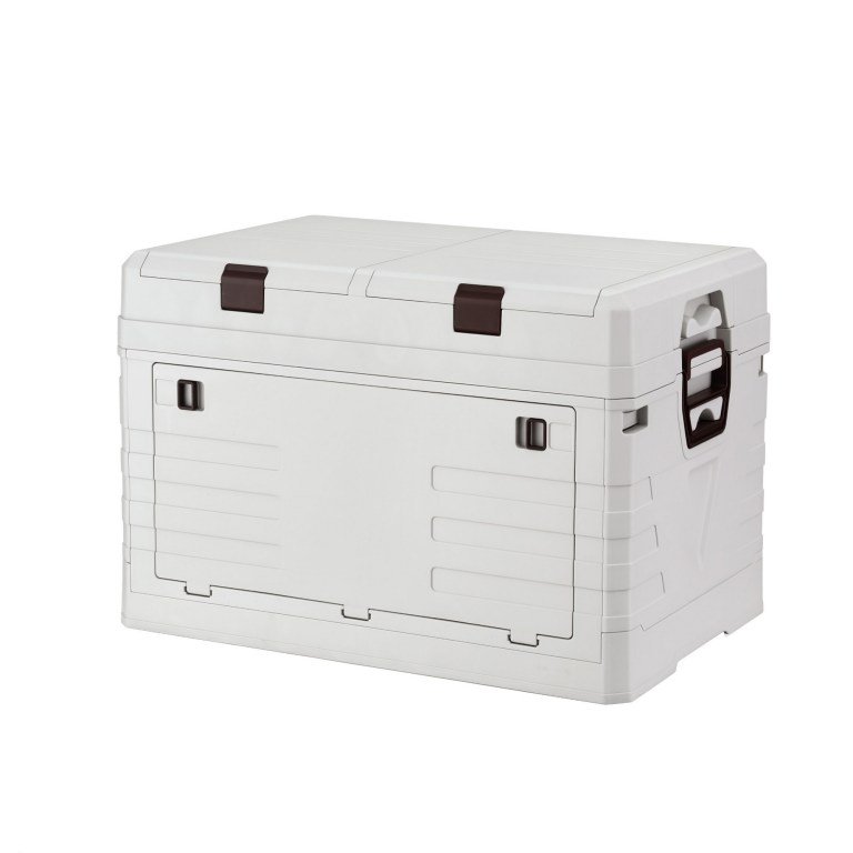 gardeon 80l outdoor storage box foldable camping collapsible bins organizer Light grey plastic storage box with latches