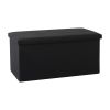 artiss storage ottoman bench folding blanket box toy organiser foot stool black Black upholstered storage ottoman with lid