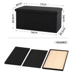 artiss storage ottoman bench folding blanket box toy organiser foot stool black Black foldable storage ottoman with dimensions labelled