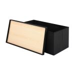 artiss storage ottoman bench folding blanket box toy organiser foot stool black Black storage box with wood-grain lid