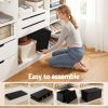 artiss storage ottoman bench folding blanket box toy organiser foot stool black Woman assembling black foldable storage ottoman in closet