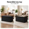 artiss storage ottoman bench folding blanket box toy organiser foot stool black Black storage ottoman with reversible tray top