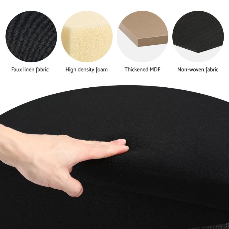 artiss storage ottoman bench folding blanket box toy organiser foot stool black Layered upholstery materials with hand pressing surface