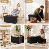 artiss storage ottoman bench folding blanket box toy organiser foot stool black Black storage ottoman used in living room