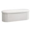 artiss storage ottoman foot stool rest boucle fabric foldable white Curved cream bouclé upholstered bench