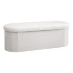artiss storage ottoman foot stool rest boucle fabric foldable white Curved cream bouclé upholstered bench