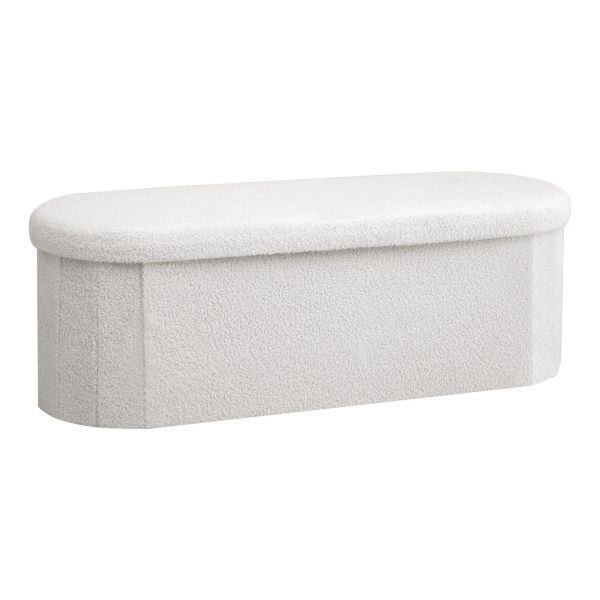 artiss storage ottoman foot stool rest boucle fabric foldable white Curved cream bouclé upholstered bench