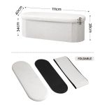artiss storage ottoman foot stool rest boucle fabric foldable white Cream boucle foldable bench with dimensions labelled