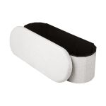 artiss storage ottoman foot stool rest boucle fabric foldable white Rolled white carpet with black backing