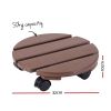 gardeon 2pc plant carts hdpe plant caddy with lockable wheels rolling brown Round plant pot trolley with wheels