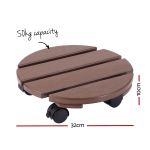 gardeon 2pc plant carts hdpe plant caddy with lockable wheels rolling brown Round plant pot trolley with wheels