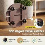 gardeon 2pc plant carts hdpe plant caddy with lockable wheels rolling brown Round plant stand with locking swivel castors