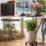gardeon 2pc plant carts hdpe plant caddy with lockable wheels rolling brown Multipurpose rolling plant stand with wheels indoors and outdoors