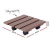 gardeon 2pc plant carts hdpe plant caddy with lockable wheels rolling brown Wooden plant trolley with wheels, 50kg capacity