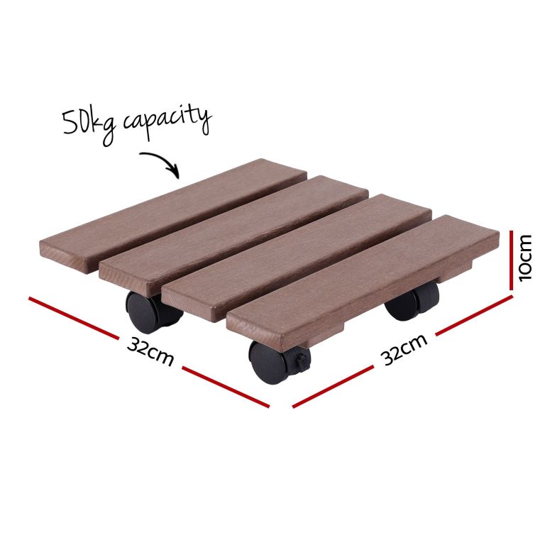 Wooden plant trolley with wheels, 50kg capacity
