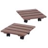 gardeon 2pc plant carts hdpe plant caddy with lockable wheels rolling brown Wooden plant caddy with black caster wheels