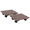 gardeon 2pc plant carts hdpe plant caddy with lockable wheels rolling brown Wooden plant caddies with black caster wheels