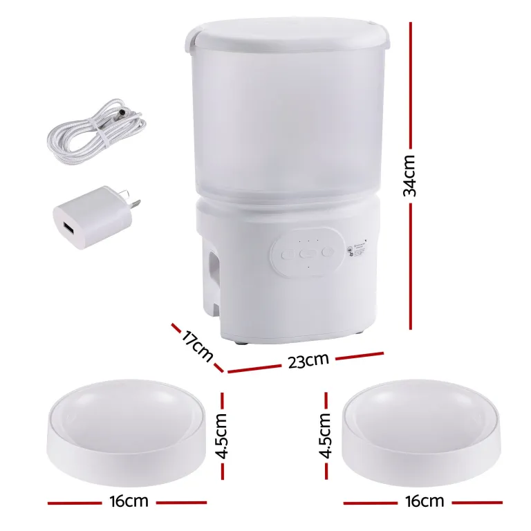 i.pet 5l automatic pet feeder dual bowl smart dispenser app control cats dogs Automatic pet feeder with dual bowls and adapter