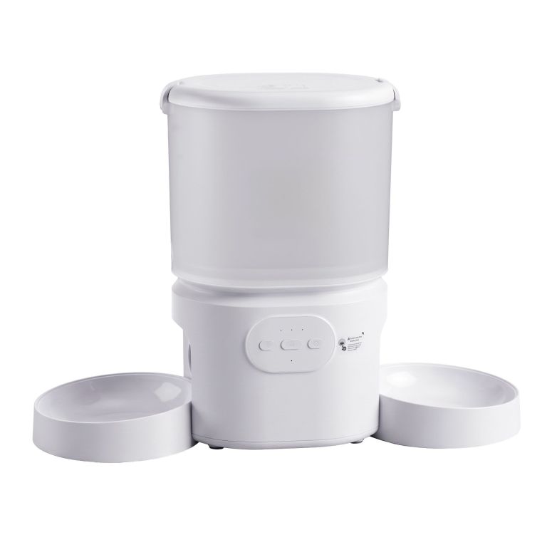 i.pet 5l automatic pet feeder dual bowl smart dispenser app control cats dogs White automatic pet feeder with dual bowls