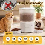 i.pet 5l automatic pet feeder dual bowl smart dispenser app control cats dogs Dual-bowl automatic cat feeder with two cats