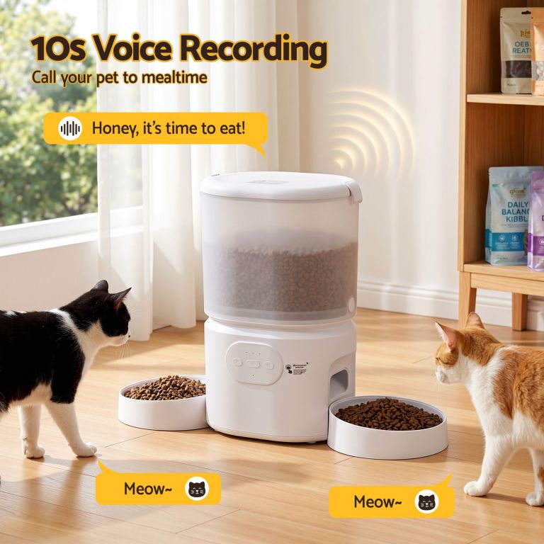 i.pet 5l automatic pet feeder dual bowl smart dispenser app control cats dogs Automatic pet feeder with voice recording and cats