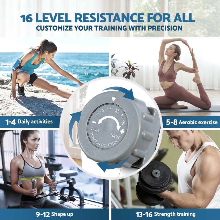 Adjustable fitness equipment with 16 resistance levels