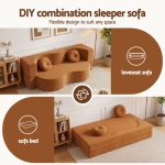 artiss folding sofa bed floor couch 2 in 1 convertible futon loveseat orange Modular brown loveseat transforming into sofa bed