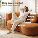 artiss folding sofa bed floor couch 2 in 1 convertible futon loveseat orange Woman relaxing on supportive orange lounge sofa