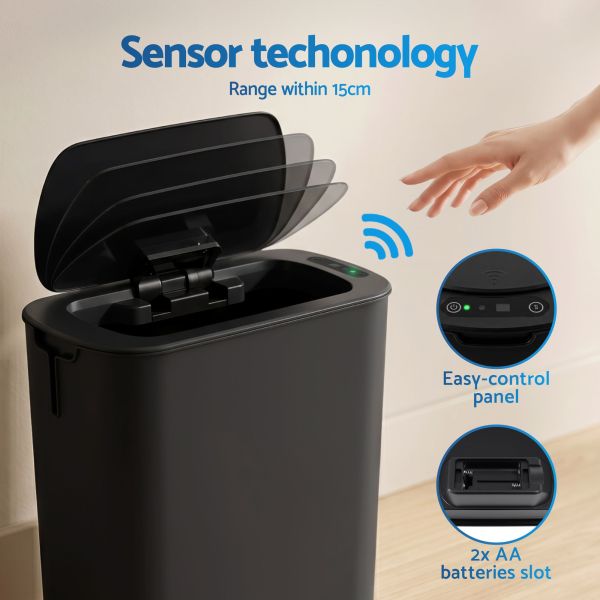 Automatic sensor rubbish bin with touchless lid