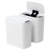 Modern white smart rubbish bin with open lid