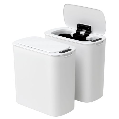 sb f 11l whx2 00.jpg Modern white smart rubbish bin with open lid