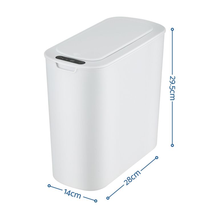 White automatic sensor rubbish bin with dimensions