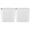 Two white smart rubbish bins with lids