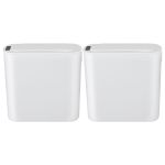Two white smart rubbish bins with lids