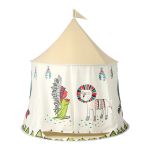 keezi kids play tent playhouse castle with window flag carry bag 115cmx115cm Children’s teepee tent with illustrated tribal motifs