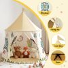 keezi kids play tent playhouse castle with window flag carry bag 115cmx115cm Children’s teepee play tent with plush toys