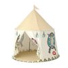 keezi kids play tent playhouse castle with window flag carry bag 115cmx115cm Children’s cream teepee play tent with printed patterns