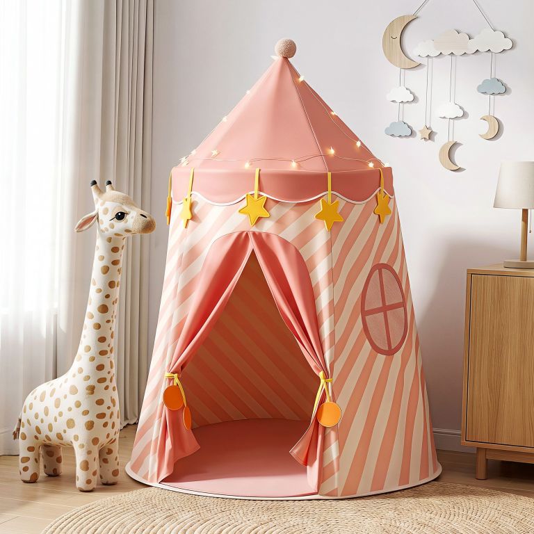 tent play 120cm pk 00.jpg Pink circus play tent with giraffe toy
