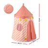 Pink striped kids play tent with star decorations