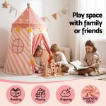 keezi kids play tent with star lights and window carry bag 116cmx153cm playhouse Children playing in pink indoor play tent