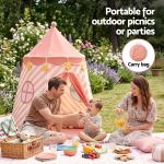 keezi kids play tent with star lights and window carry bag 116cmx153cm playhouse Family picnic beside pink portable kids tent