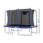 Rectangular trampoline with safety net and ladder