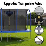 Backyard trampoline with safety net and upgraded poles