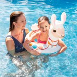 intex big animal rings 58221 Mother and daughter with llama float in pool