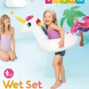 intex big animal rings 58221 Child with inflatable unicorn swim ring